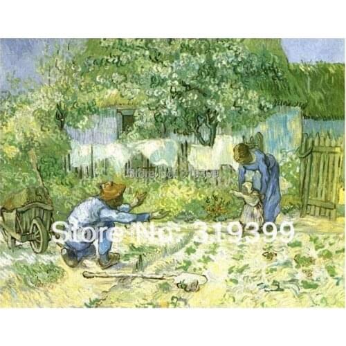 Linen Canvas Oil Painting reproduction,First Steps (after Millet) by vincent van gogh,100% handmade,Free Shipping,Museum quality