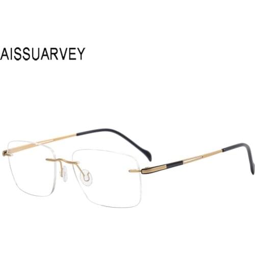 Titanium Rimless Brand Designer Eyeglasses Men Glasses Frames Women Prescription Optical Vintage Eye Glasses Business Simple New