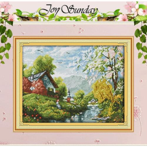Beautiful River and Sky Counted Cross Stitch 11CT 14CT Cross Stitch Set Wholesale Scenery Cross-stitch Kit Embroidery Needlework
