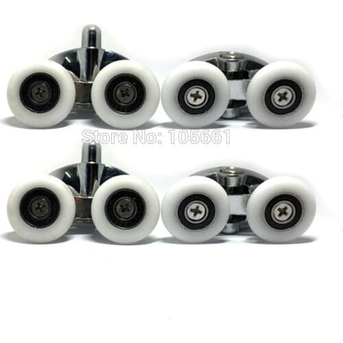 Set of 4 new Oval Metal alloy double wheel Shower door rollers 23mm