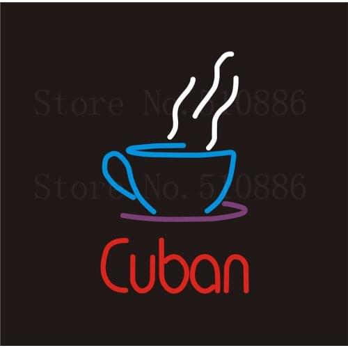 NEON Sign Cuban Real GLASS Tube Cat feces coffee Drink Bar PUB Restaurant Signboard Display Store Shop Light Custom Signs 17*14"