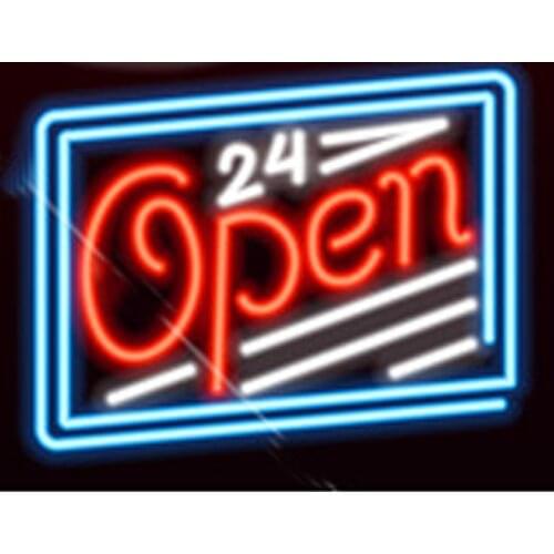 Neon Sign Open 24 hours Neon light Neon Wall Sign Beer Bar Advertise Hotel Advertise Lamp Recreational Handmade Real glass TUBE