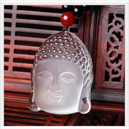 White crystal cartoon Onyx Buddha head necklace ward off bad luck sweater chain fortune necklace