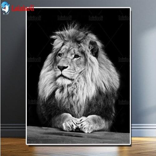 Full Square/Round Drill 5D DIY Diamond Painting "lion black with white art" diamond Embroidery Cross Stitch 5D Home Decor Gift