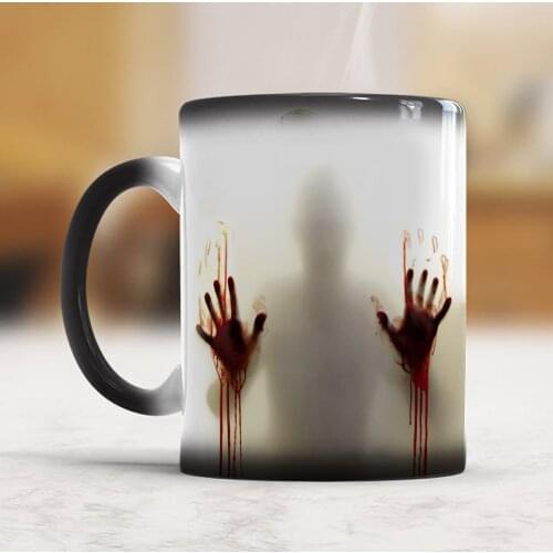 Drop shippng The walking dead Mug Heat Sensitive morph mugs transforming cup cold hot heat changing color magic mug tea cups