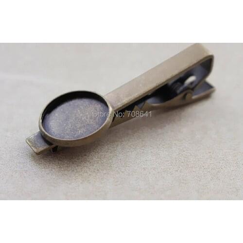 Blank Tie Clip Clasp Bases with Round Bezel Cabochon Mens Wedding Tie Clip Settings Blanks DIY Cuff and Collar Making