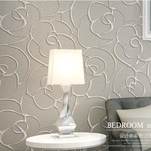 QIHANG Modern Minimalist Embossed 3D Rose Flower Non-woven Wallpaper Cream&Gray Color 0.53m*10m=5.3m2