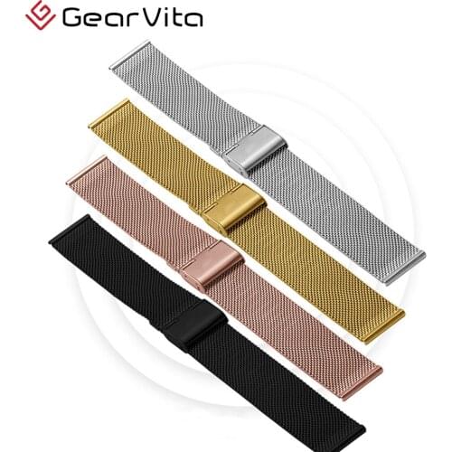 20mm 22mm SmartWatch Steel Watchband For Samsung Galaxy Active 2 Replacement Strap Wristbands for For Huawei GT Watch