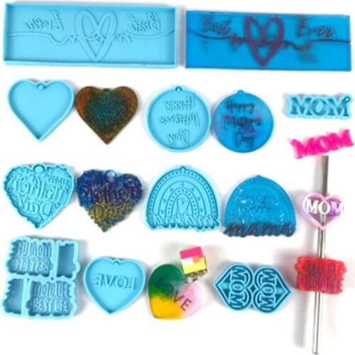 DIY Mother Keychain Mould Crown Cream Cake Rim Decoration Crystal Fondant Cake Baking Mold Silicone Mirror Epoxy Letters