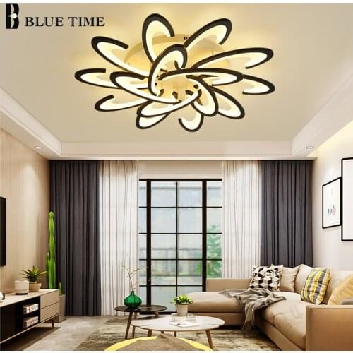 LED Chandelier For Living Room Decor Lights Bedroom Dining Room Kitchen Black White Indoor Lighting Ceiling Chandelier Lamps