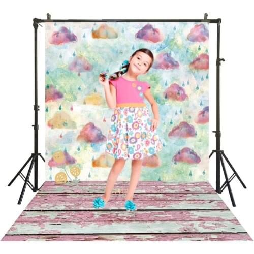 Traditional Studio Backdrop Pastel Clouds Raindrops Photograph Polyester Cloth Back Drop Children Kids Portrait Booth Background