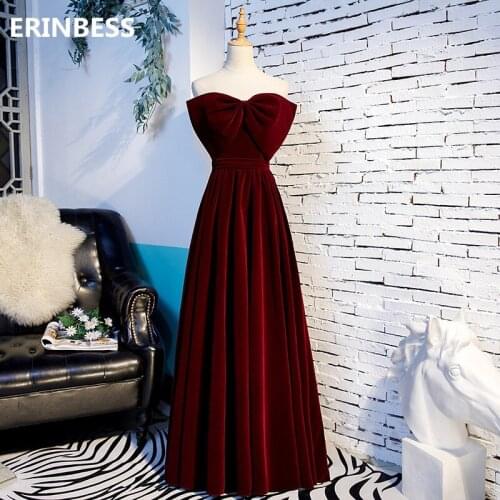 High Quality Sweetheart With Bow Evening Dress Dark Red A-line Prom Dresses Long Elegant Prom Dresses 2020 Robe De Soiree