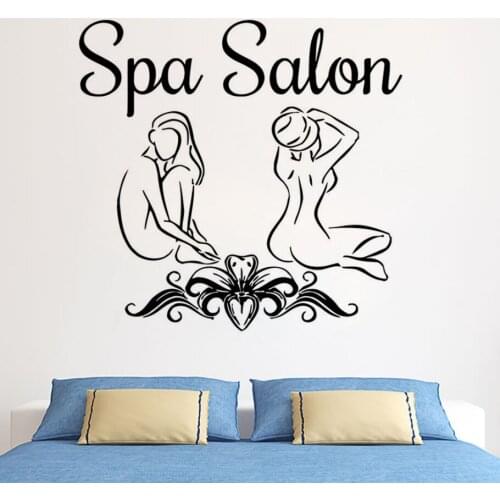 Vinyl Wall Sticker Spa Salon Logo Wall Window Decal Removable Beauty Salon Wall Mural Spa Shop Decor Beautiful Lady Decal AY1286