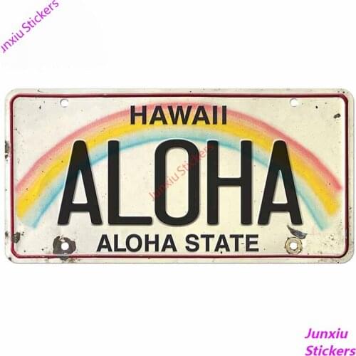 Vintage Hawaii License Aloha Car Sticker Personality Trunk Windshield Refrigerator Cover scratches Decoration Decal PVC13x7cm