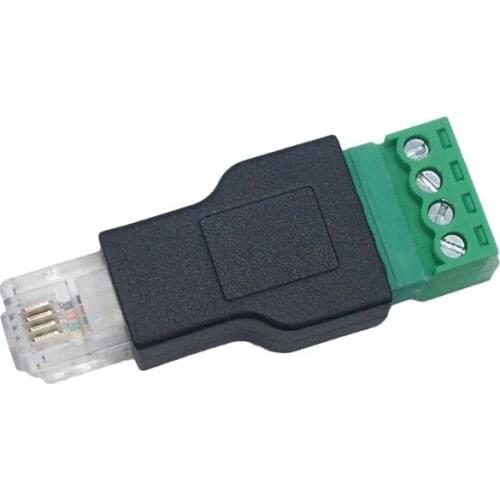 RJ11 to Screw Terminal Adapter RJ11 Male to 4 Pin Connector Splitter Shield Terminal Plug for CCTV DVR Accessories