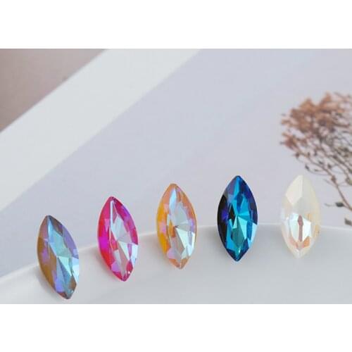 XIAOPU Horse Eye Mocha Fluorescent Crystal Fancy Loose Rhinestones K9 Glass Strass Crystal Glue on Clothing Crafts Jewelries