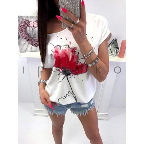 Women Short Sleeve Flower Printed Tops haut femme Casual Loose T-Shirt tops camisetas verano mujer t shirt femme Plus Size 3XL