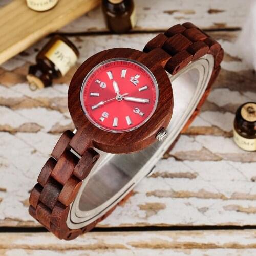 Women Watches Red Sandalwood Top Brand Luxury Woman Small Wood Watch Ladies Minimalist Female Clock Wooden Band Relogio Feminino