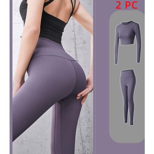 2 Piece Active Women Yoga Gym Suit Top/Tshirt/Bra+Leggings High Waist Plus Size S-2XL Femme Seamless Fitness Workout Mujer Set