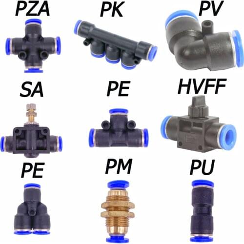 1pc PU/PV/PY/PE/PZA/PM/PA/SA/HVFF/PK Quick Pneumatic fittings couplings Plastic connector tube pipe water 04 06 08 10 12 14 16