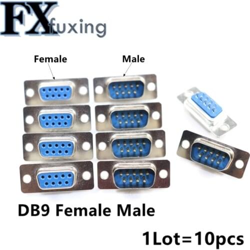 10PCS DB9 Female Male PCB Mount serial port Connector Solder Type D-Sub RS232 COM CONNECTORS 9pin socket 9p Adapter FOR PCB