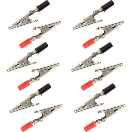12pcs Insulated Crocodile Clips Spring-loaded Serrated Claws Clips With PVC Insulated Shockproof Handle For Testing Or Welding