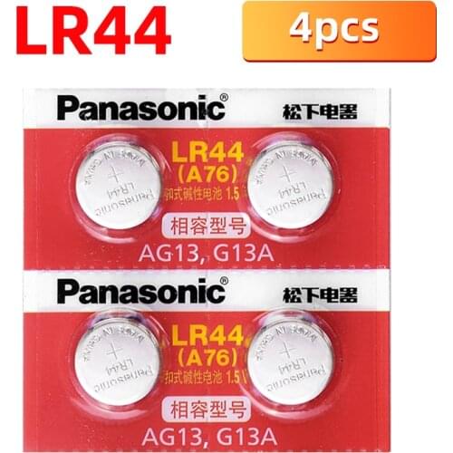 4PCS/lot PANASONIC Original LR44 A76 1.5V Alkaline Batteries AG13 SR1154 357 Button Cell Battery 0%Hg for calculator