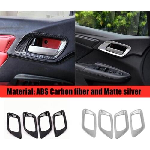 For Honda FIT Jazz 2014 2015 2016 2017 2018 ABS Matte /Carbon Car inner door Bowl protector frame Cover Trim car styling 4pcs