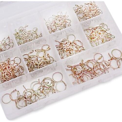 5/6/7/8/9/10/11/12/13/14mm 250Pcs Steel Zinc Plated Fuel Hose Clamps Fasteners Assortment Kit for Motorcycle Scooter ATV