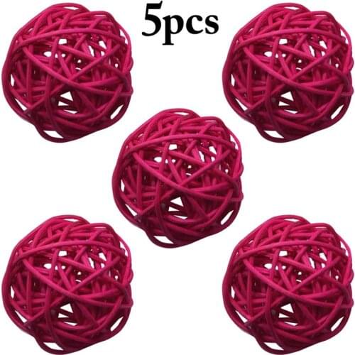 5Pcs/Set Solid Color Rattan Balls Decor Creative Sepak Takraw Rattan Decoration For Wedding Party DIY Home Decor Accessories
