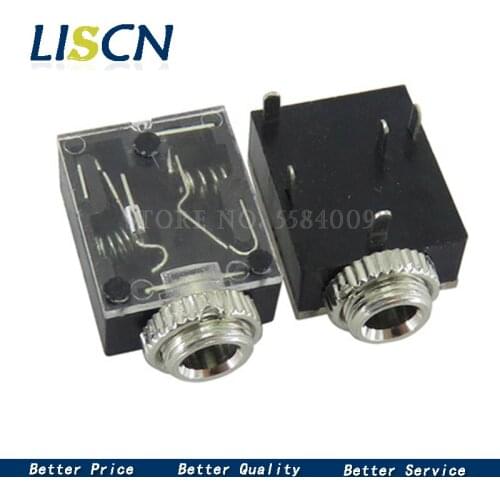 5PCS PJ324 5 Pin 3.5mm Stereo Audio Jack Socket PCB Panel Mount for Headphone With Nut PJ-324M