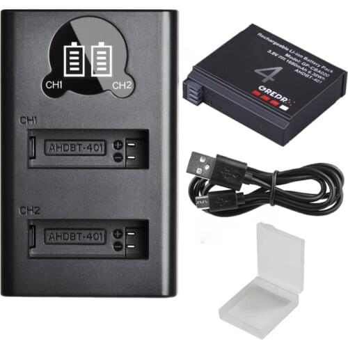 AHDBT-401 Battery + Charger with Type-c Port for GoPro Hero 4, Hero 4 Black, Hero 4 Silver Action Camera Battery
