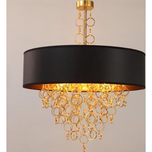 American country black gold pendant lamps restaurants cloth art iron metal classical modern decorative pendant light ZA81050