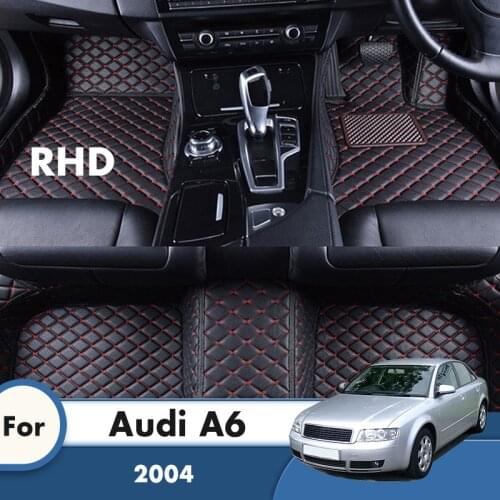 RHD Custom Car Floor Mats For Audi A6 2004 Car Accessories Interior Decoration Car Styling Carpets Leather Front And Rear Covers
