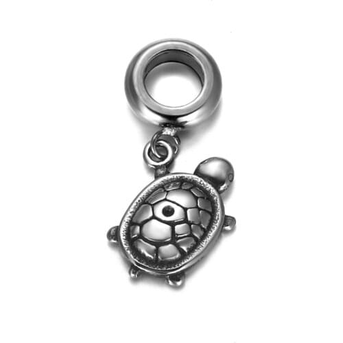 316L Stainless Steel Spacer Bail Bead with Tortoise Charms 5mm Hole Polished Metal Charm Accessories DIY Bracelet Jewelry Making