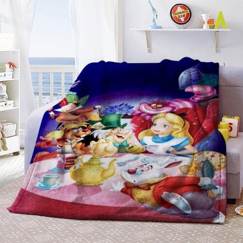 Alice in Wonderland Blanket Mat Cover Fleece Bath Towel Nap Travel Home Sleep Bedroom Picnic Blanket Child Kids Boys Gifts