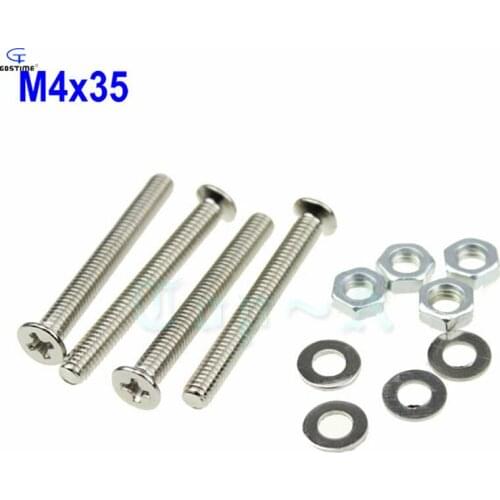 Gdstime 1000pcs Lot Computer Case Screw M4*35 Stainless Steel Flat Head Phillips Screw Machine with Gaskets Nuts