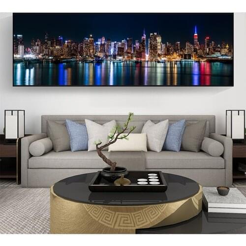 New York Night View Canvas Art Paintings On the Wall Art Posters And Prints Manhattan Skyline Art Pictures For Living Room Decor