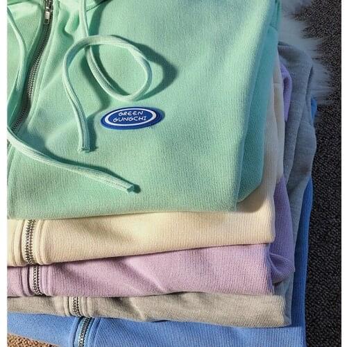 Korean Fashion Candy Color Women Sweatshirt Oversized Loose Sports Outdoor Sweet Girl Hoodies Zipper Casual Hooded Cardigan