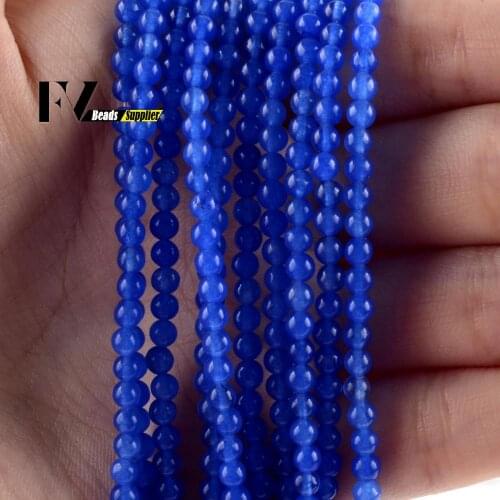 3mm Blue Jades Stone Round Beads For Jewelry Making Needlework Diy Loose Spacer Beads Bracelet Necklace Charms Crafts Wholesale
