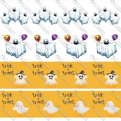 16-75MM Cute Forest Halloween Printed Grosgrain Polyester Ribbon 50 Yards Gift Wrapping Diy Bows Wedding Drections Ribbons