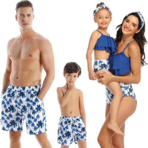 Summer Lady Bikini Man t Boys Swim Shorts 3-12 Year Family Matching Swimsuit Beach Short Girls Swimsui High Quality Outfits