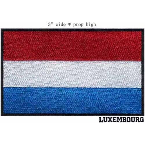 LUXEMBOURG 3" wide embroidery flag patch red white blue strip tag for clothing/Jeans/bag/cap/Pants