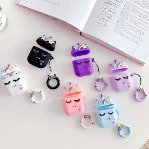 3D Cute Unicorn Case For Airpods 1/2 Protective Sleeve Cartoon For Apple Airpods Case Wireless Bluetooth Silicone Anti-drop Cute