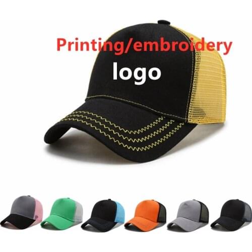 Mens baseball cap summer custom logo advertising cap embroidery hat color matching comic hat outdoor sunscreen mesh hat