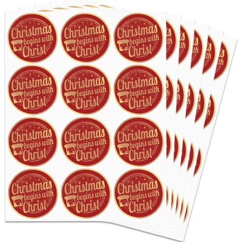 10Sheets 2 Inches Merry Christmas Bronzing Sticker Christmas Party Holiday Decoration Gift Sticker Baking Envelope Sticker Label