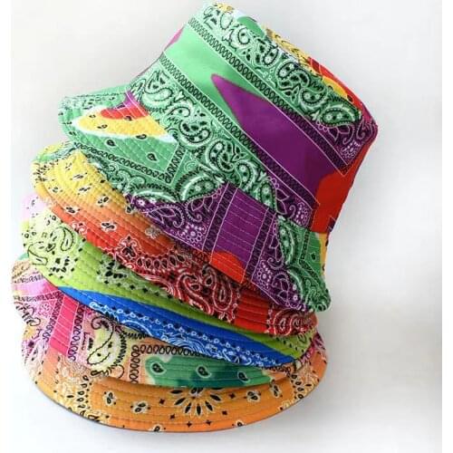 New Cashew Flower Fisherman Hat Autumn Outdoor Sun Protection Hat Double-sided Bucket Hat