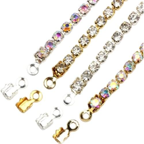 NEW 2.0-2.5MM 38PCS/LOT KC Gold/Silver Color Rhinestone Nail Chain Copper Clasps Clip Cup DIY Bracelet Necklace Jewelry Handmade