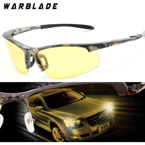 WarBLade 2018 New Night Vision Sunglasses Fashion Men HD Polarized Driving Glasses Rimeless Yellow Lens Goggles Gafas 1041