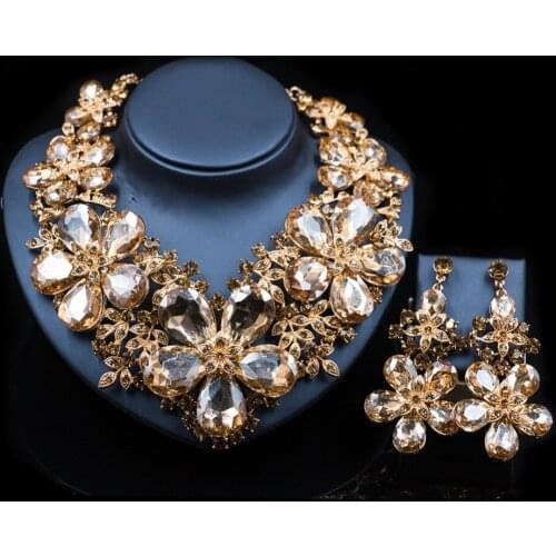 LAN PALACE necklace sets for women wedding jewelry set Austrian crystal necklace and earrings free shipping